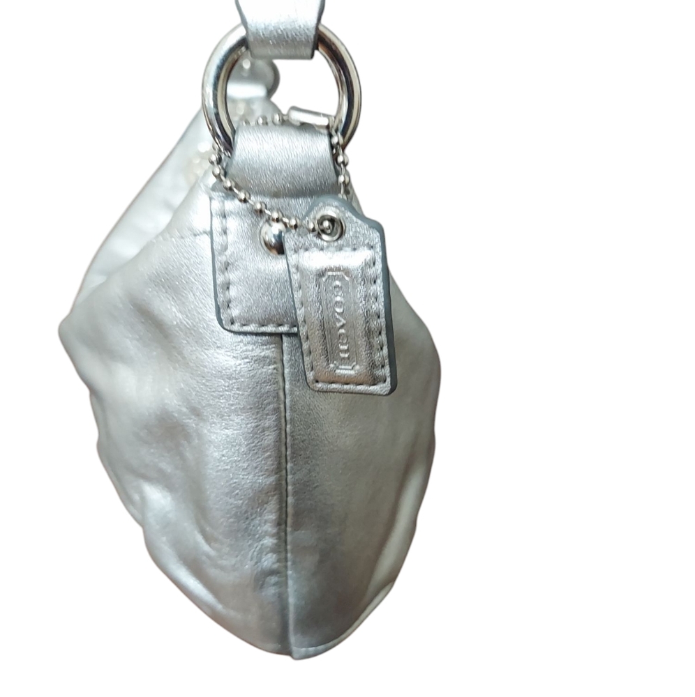 Coach Mini Silver Leather Shoulder Hobo EUC - Picture 7 of 10